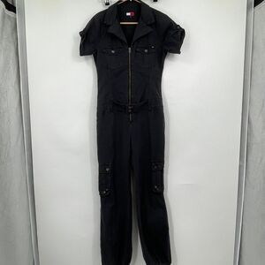Tommy Hilfiger, Y2K, black denim, utility coveralls size medium